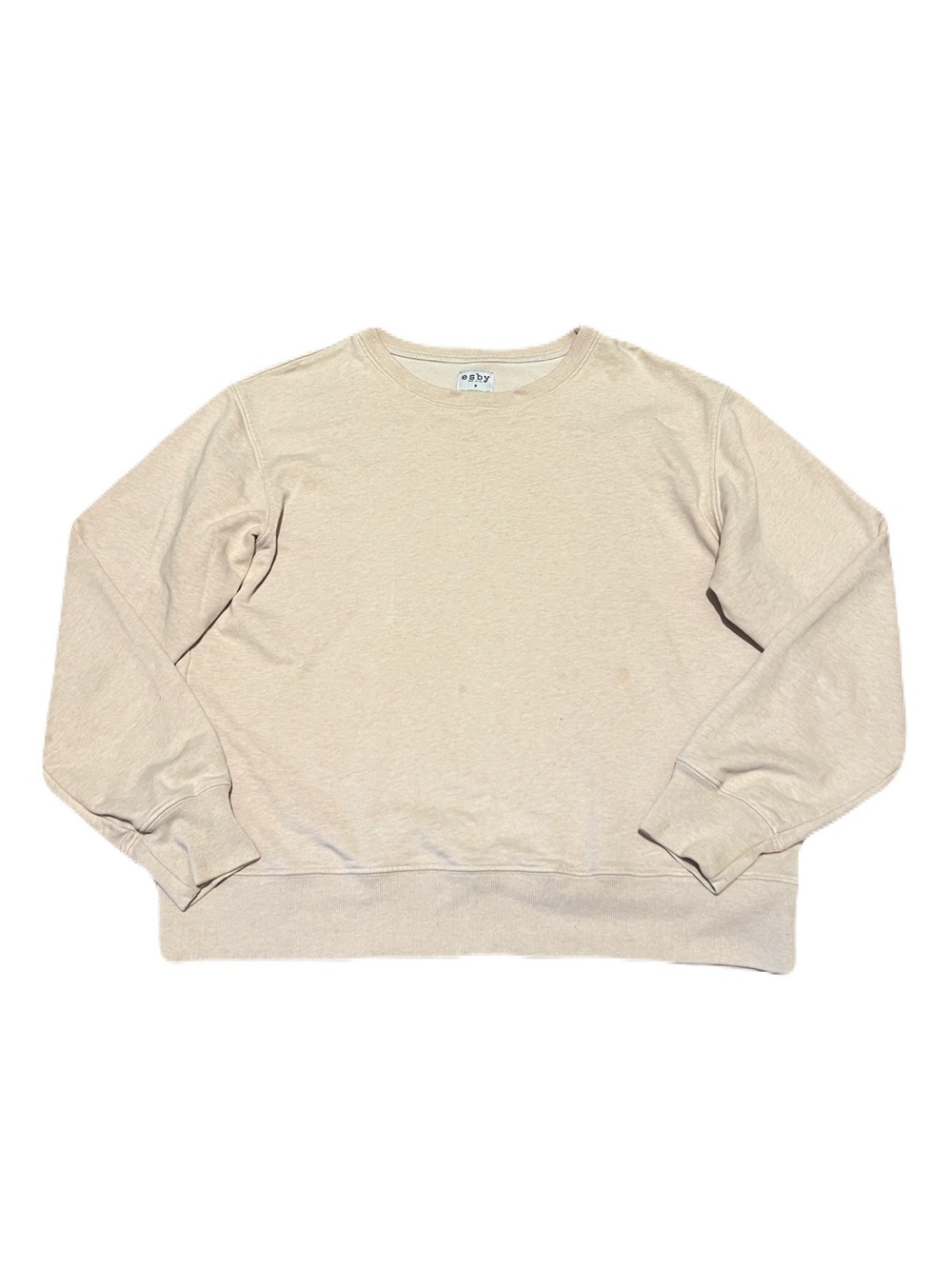 Esby Organic Cotton Crewneck Jumper Sweatshirt in Cream, Women’s size Medium